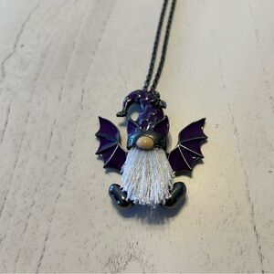 💙Gnome with Bat Wings Necklace